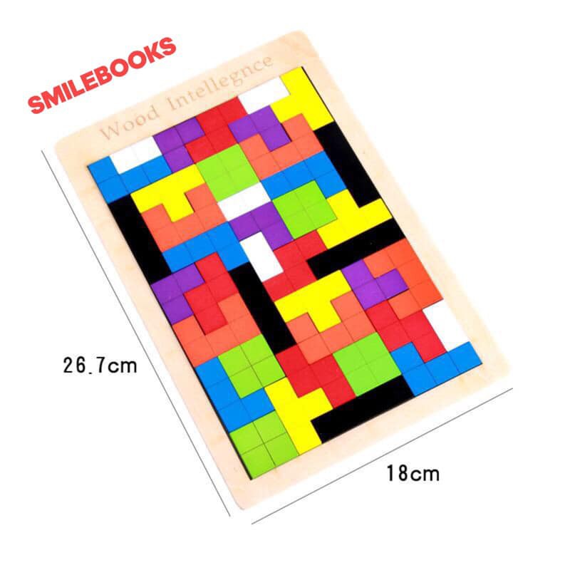 Đồ chơi xếp hình phát triển trí tuệ Montessori Tetris bằng gỗ