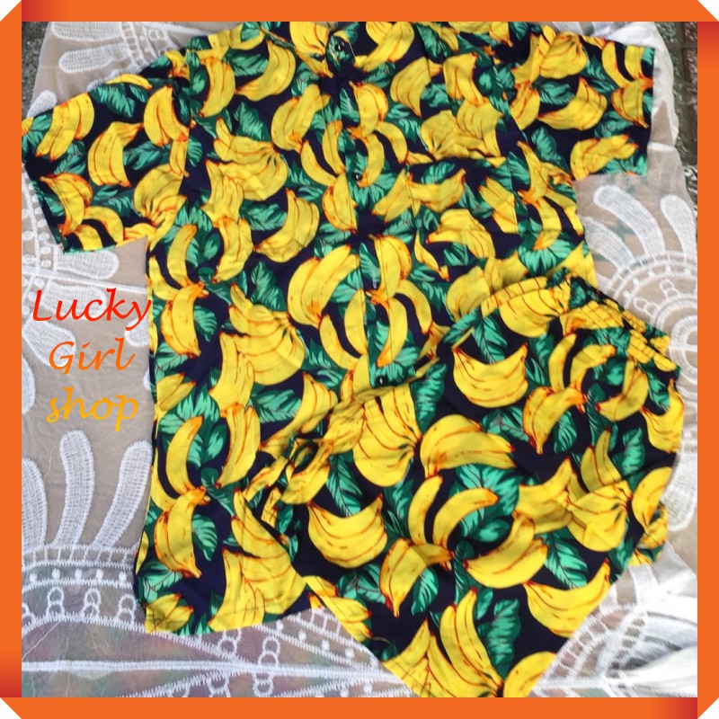 [45-75KG] Bộ Sơ Mi Chuối Nam Nữ Vải Lanh Loại I - Mặc Vô Cùng Thoáng Mát Dễ Chịu - Lucky Girl shop