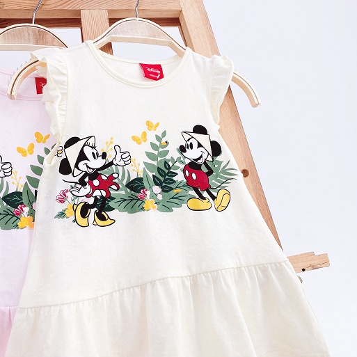 Váy cánh tiên sát nách bé gái Rabity đầm váy cotton cho trẻ em chất co giãn họa tiết mickey đội nón 5542