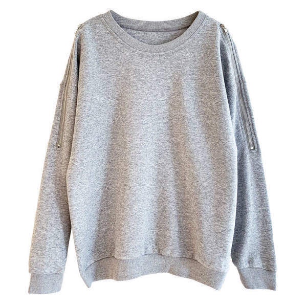 Áo Sweater Trễ Vai Phối Khóa Kéo Phong Cách Hàn Quốc Thời Trang Xuân Thu Mới