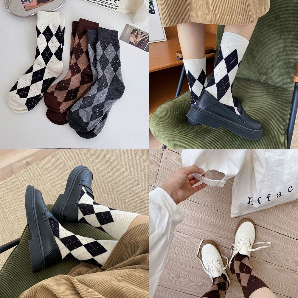 Vớ Nữ Họa Tiết Caro Thời Trang Phong Cách