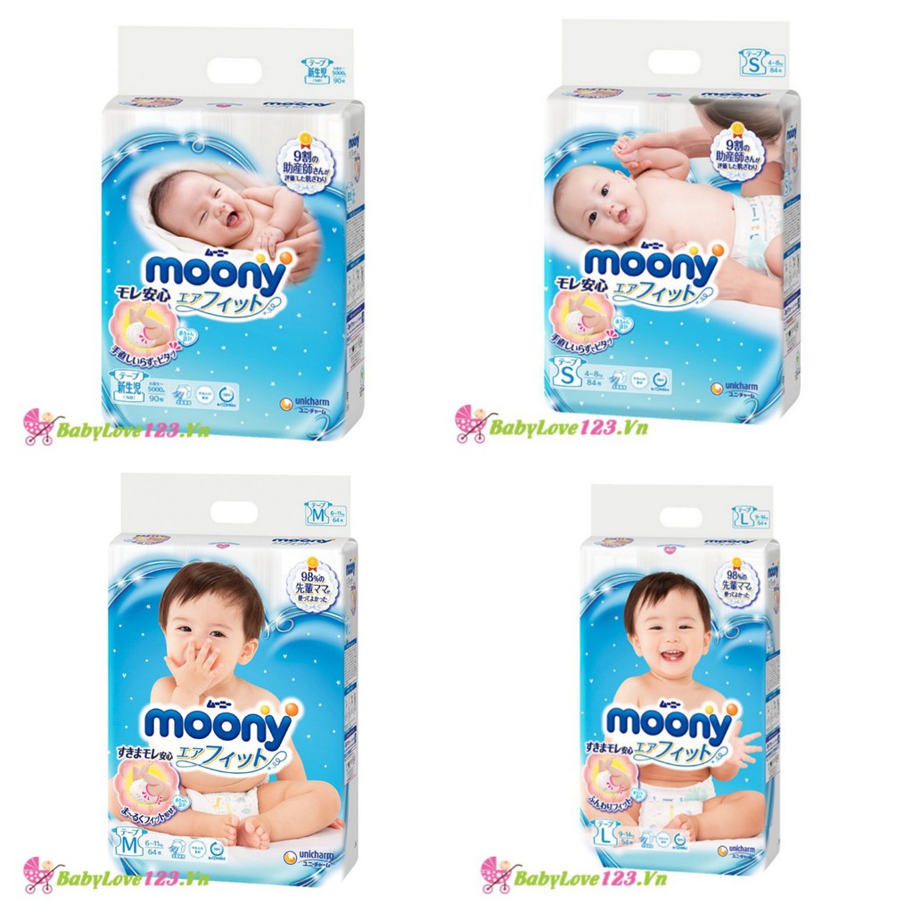 (CỘNG 4/6 MIẾNG)Tã Moony Dán Và Quần Size Nội Địa NB90+6 / S84 / M64/ L54 / M58 / L44 / XL38 /XXL26