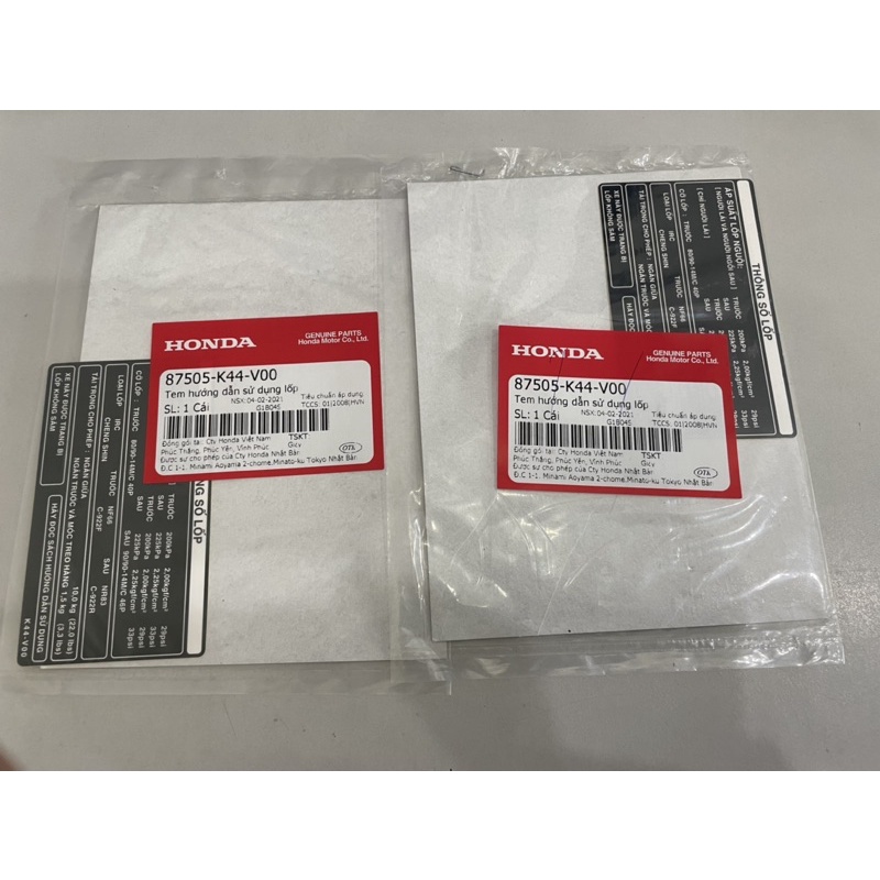 Tem hướng dẫn sử dụng lốp vision honda