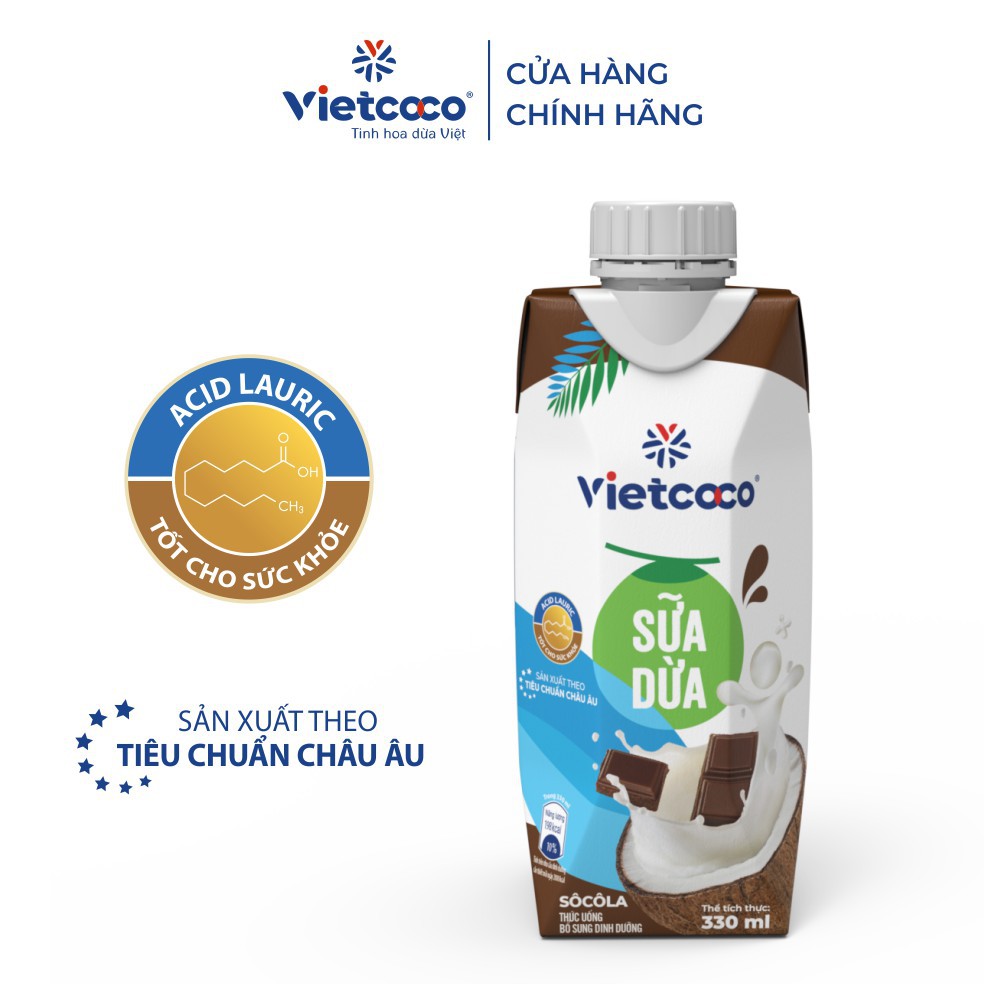 [Vị Socola] Sữa Dừa VIETCOCO Sữa Thực Vật 100% Nguyên Chất, Giàu Canxi, Tốt Cho Ăn Chay, Ăn Kiêng, Bệnh Tim Mạch | 330ml