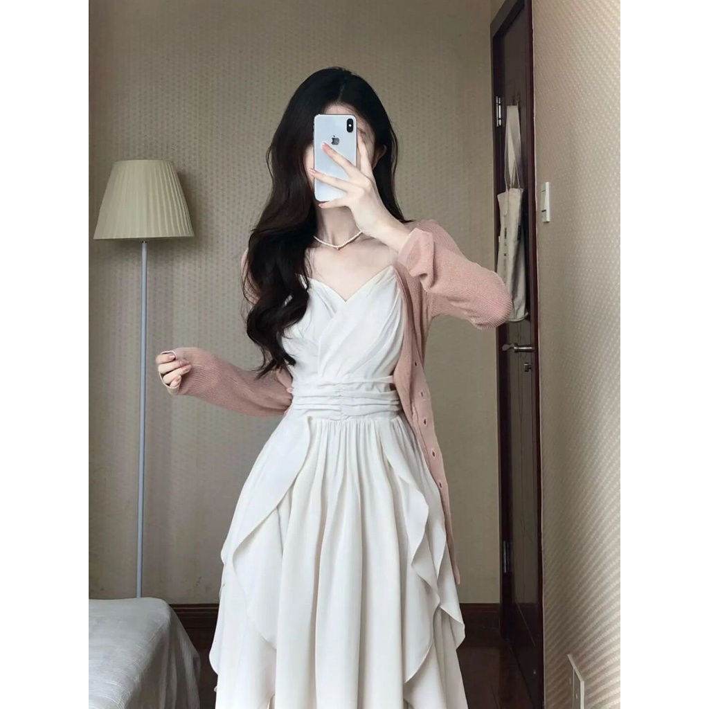 Set Đầm Hai Dây Họa Tiết Sọc Caro Ngọt Ngào Thời Trang