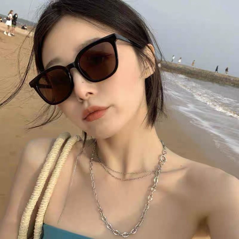 Kính Mát Gọng Vuông Nhỏ Màu Nâu Phong Cách Cổ Điển Cho Nam Và Nữ