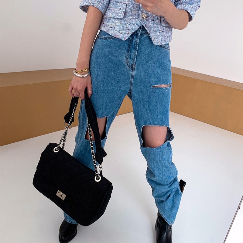Túi xách bằng chất liệu nylon phối dây xích thời trang cho nữ