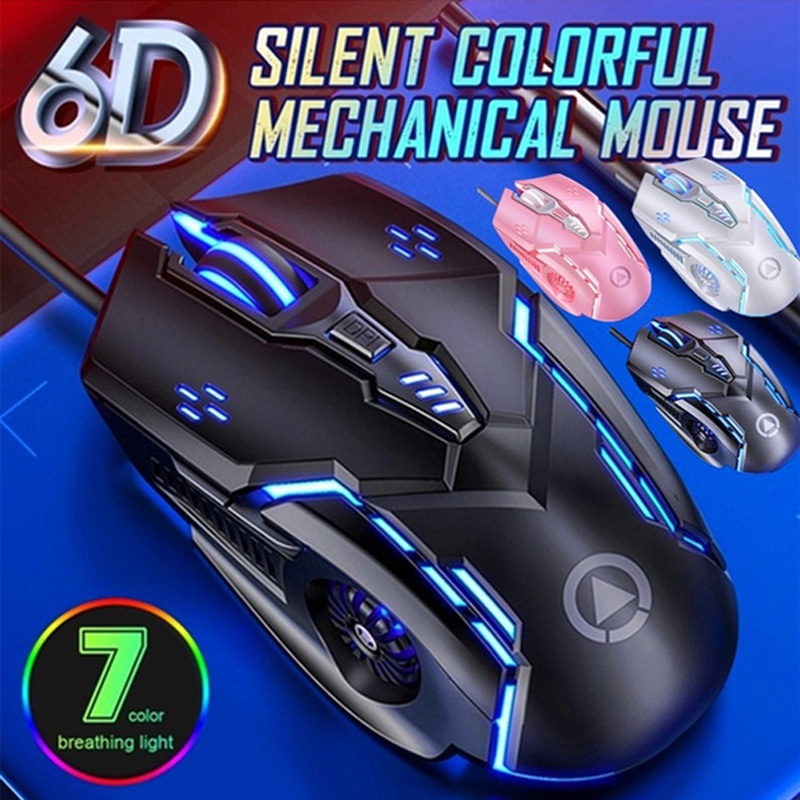 Chuột gaming 3/6 phím 4 tốc độ 7 màu sắc lấp lánh