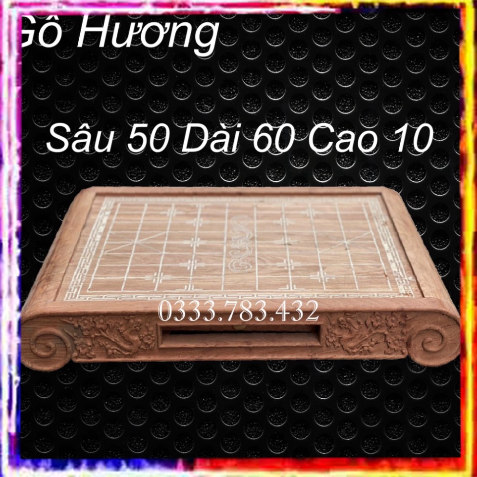 BÀN CỜ TƯỚNG TRƠN CUỐN CONG GỖ HƯƠNG KẺ ĐÁ 50X60