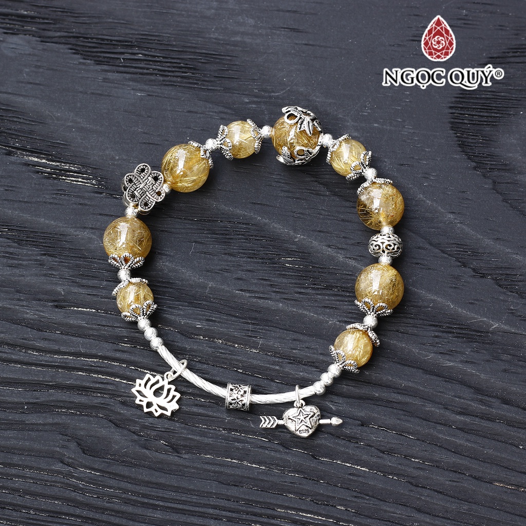 Vòng TA tóc vàng phối charm bạc - Ngọc Quý