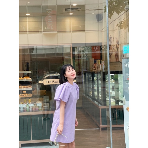 LIIN - Đầm dáng suông nữ trơn phối tay điệu tiểu thử, nữ tính | BigBuy360 - bigbuy360.vn