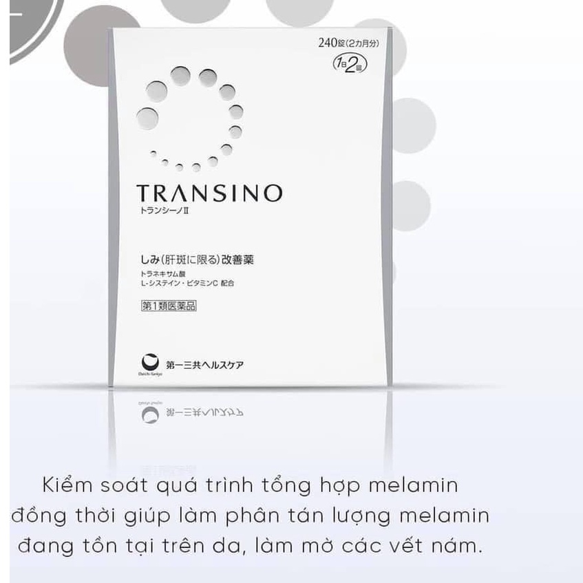 Viên uống giảm tàn nhang,nám Nhật Bản Transino Whitening hộp 240v