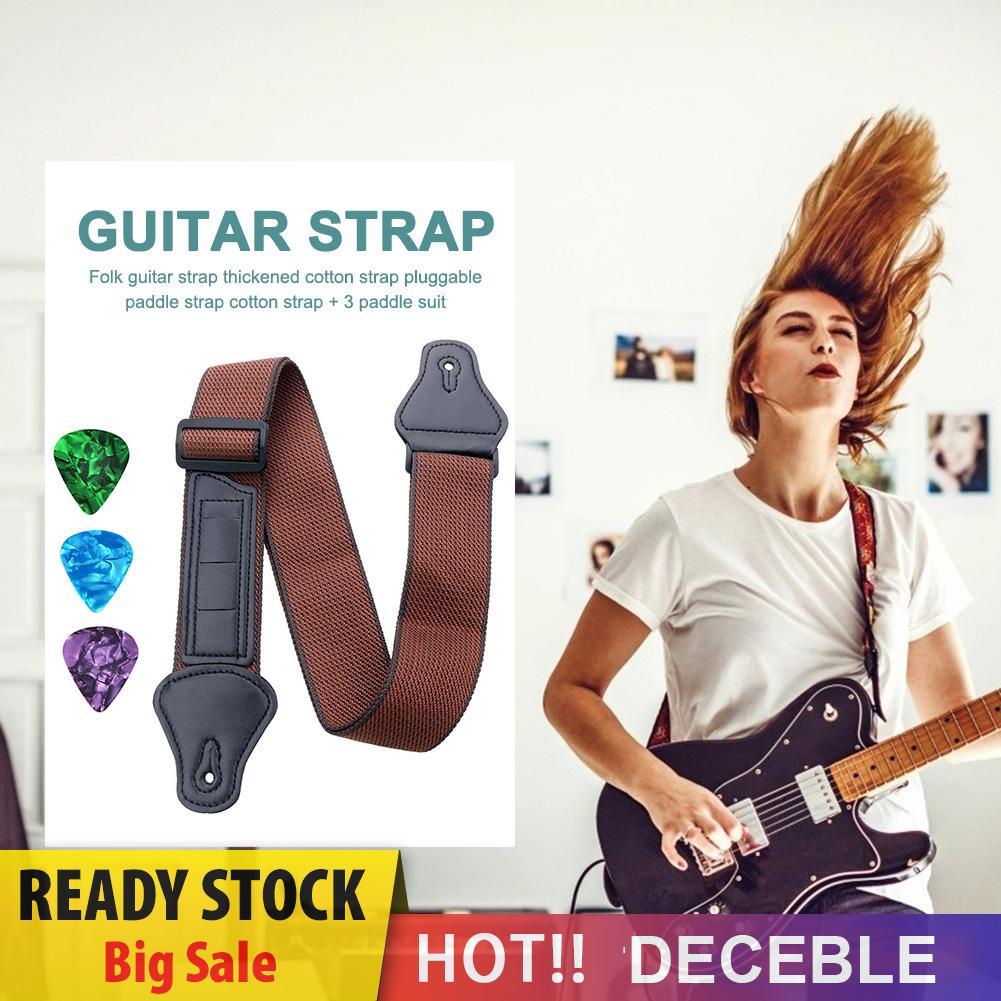 Dây Đeo Đàn Guitar Điện / Acoustic Kèm 3 Miếng Gảy Đàn