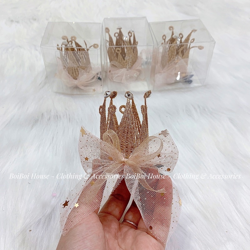 Kẹp tóc vương miện sinh nhật lấp lánh cho bé