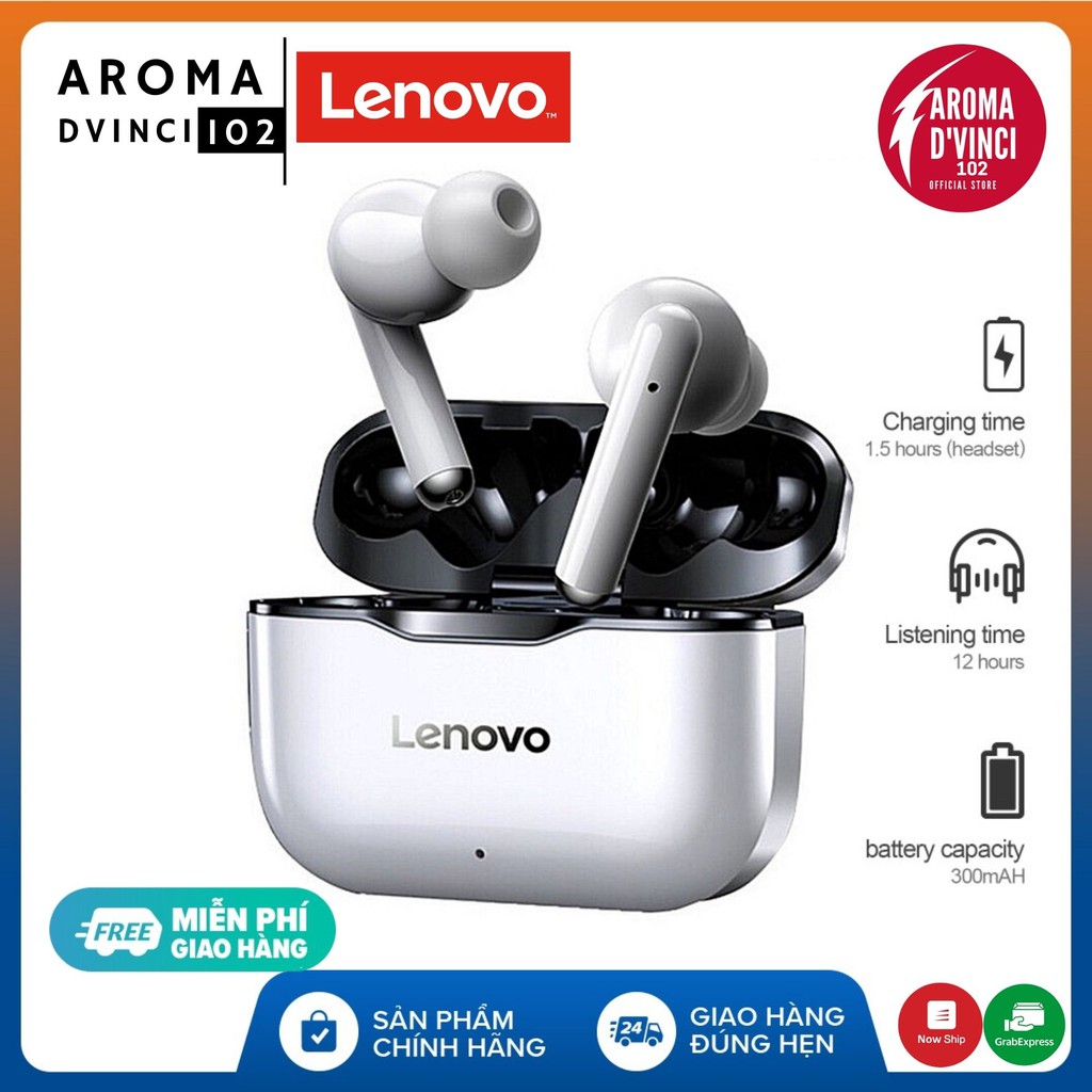 LENOVO LP1 TWS tai nghe nhét tai Bluetooth thể thao chống nước IPX4 Khử tiếng ồn HIFI - Hàng chính hãng