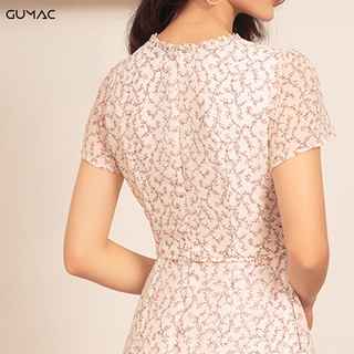 Đầm nơ eo hoa GUMAC DA421_HONG