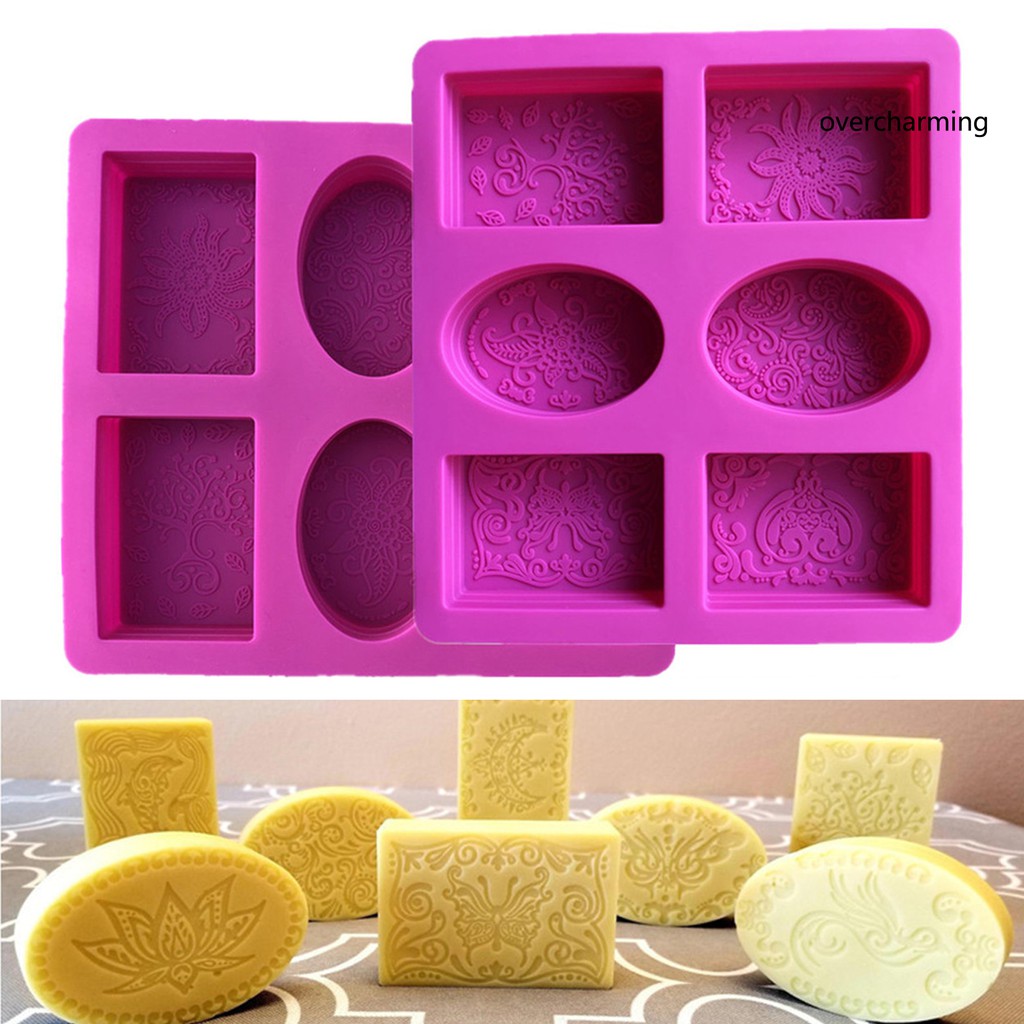 Khuôn Silicone 6 Ngăn Tự Làm Xà Phòng Tiện Dụng