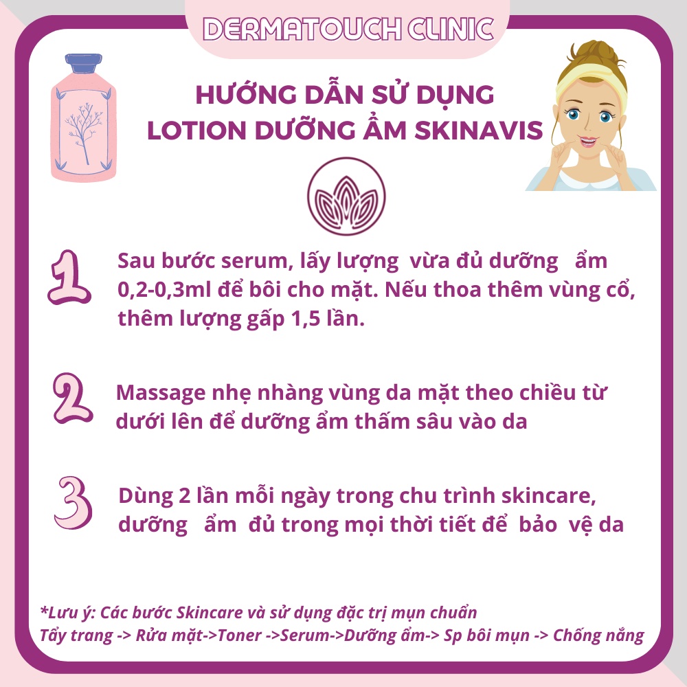 ✅[Chính Hãng] Lotion dưỡng ẩm Skinavis dành cho da dầu mụn, da cần phục hồi, làm sáng da, căng mướt da 60mL