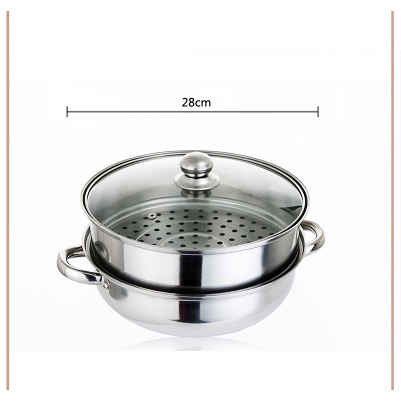 Nồi Hấp,Xững Hấp inox 28cm.(có thể dùng để ăn lẩu)