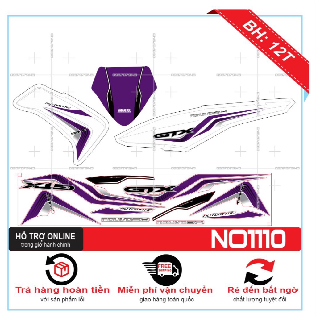 TEM XE NOUVO 5 TRẮNG TÍM -- SHIN DECAL 2