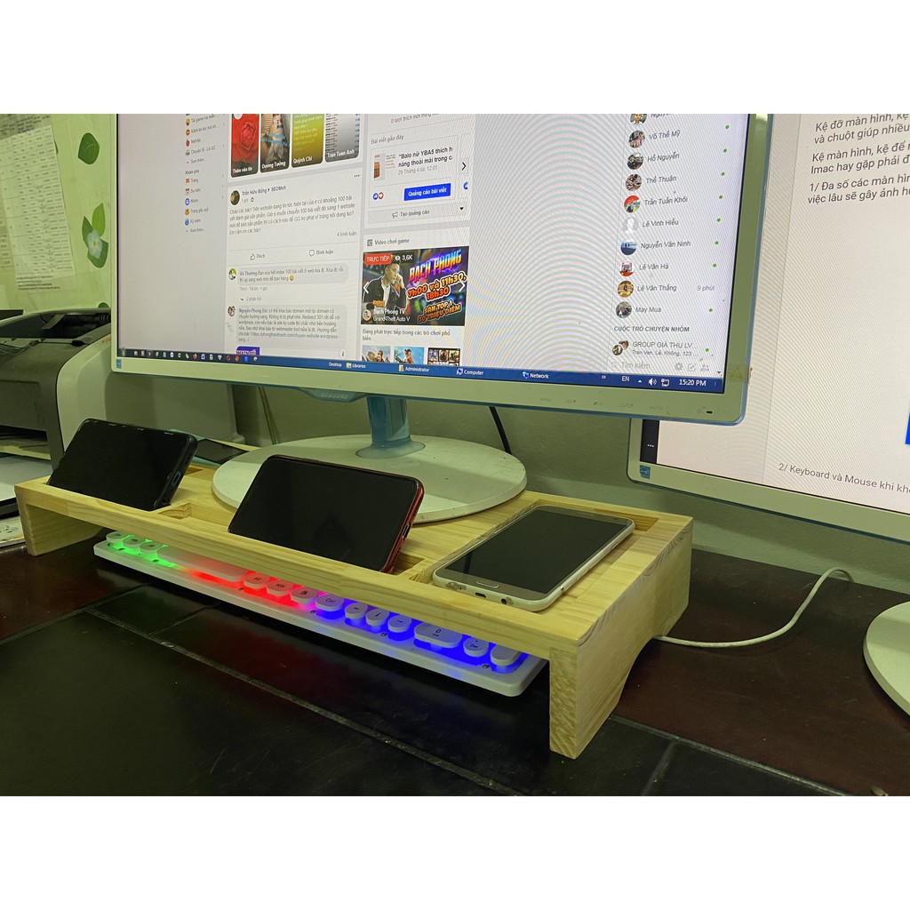 ❤️❤️ Kệ gỗ thông minh để bàn & Kệ Kê Màn Hình, Kệ Để Laptop, Kê Máy iMac Làm Bằng Gỗ Thông Tự Nhiên