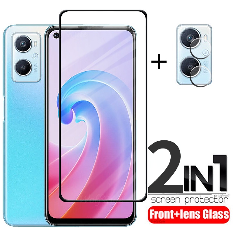 Kính Cường Lực 9H 2 Trong 1 Bảo Vệ Ống Kính Máy Ảnh Cho OPPO A96 A36 A76 A57 2022 A95 Realme C31 C35 9i 8i 9 Pro Plus Reno7 7Z 6 5