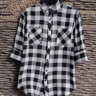 Áo Sơ Mi Flannel Caro Trắng Đen