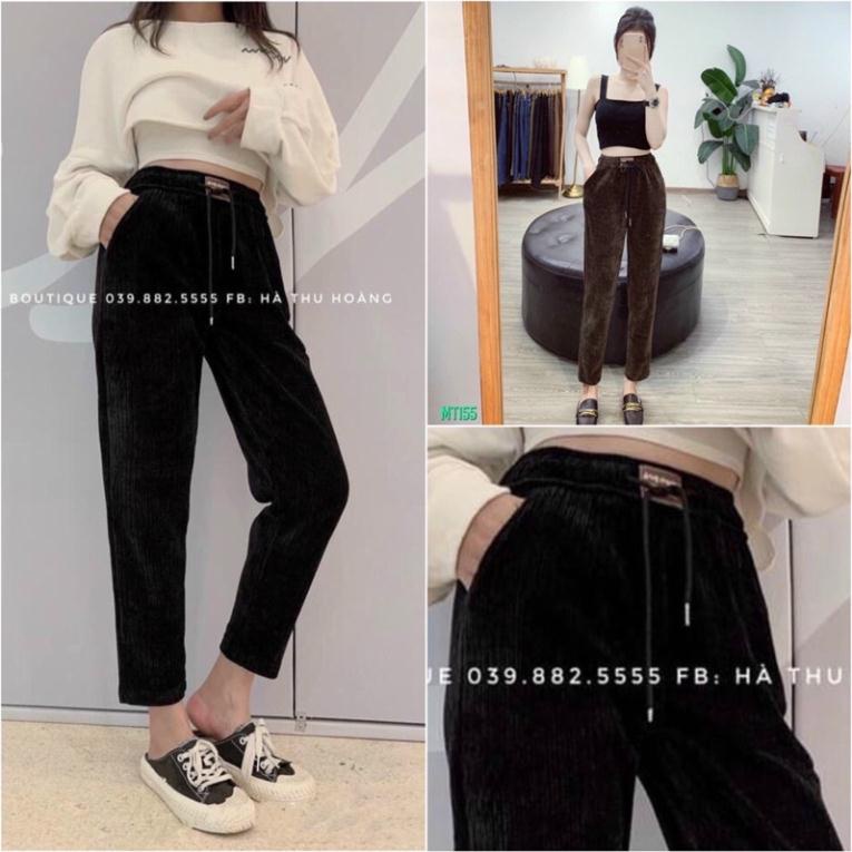❤️FREESHIP❤️Quần nhung tăm sẵn hai màu nâu và đen đẹp Uy Tín *video +ảnh thật