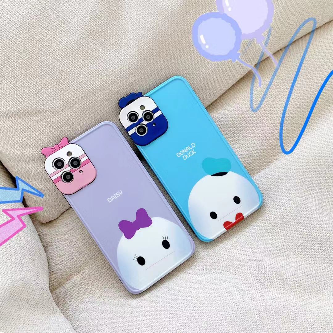 Cartoon Donald Duck Daisy Cute 3D Lens protection Phone Case For IPhone 12 11 Pro Max IX XS MAX iPhone 7 i8 Plus XR SE2020 Case Full soft cover