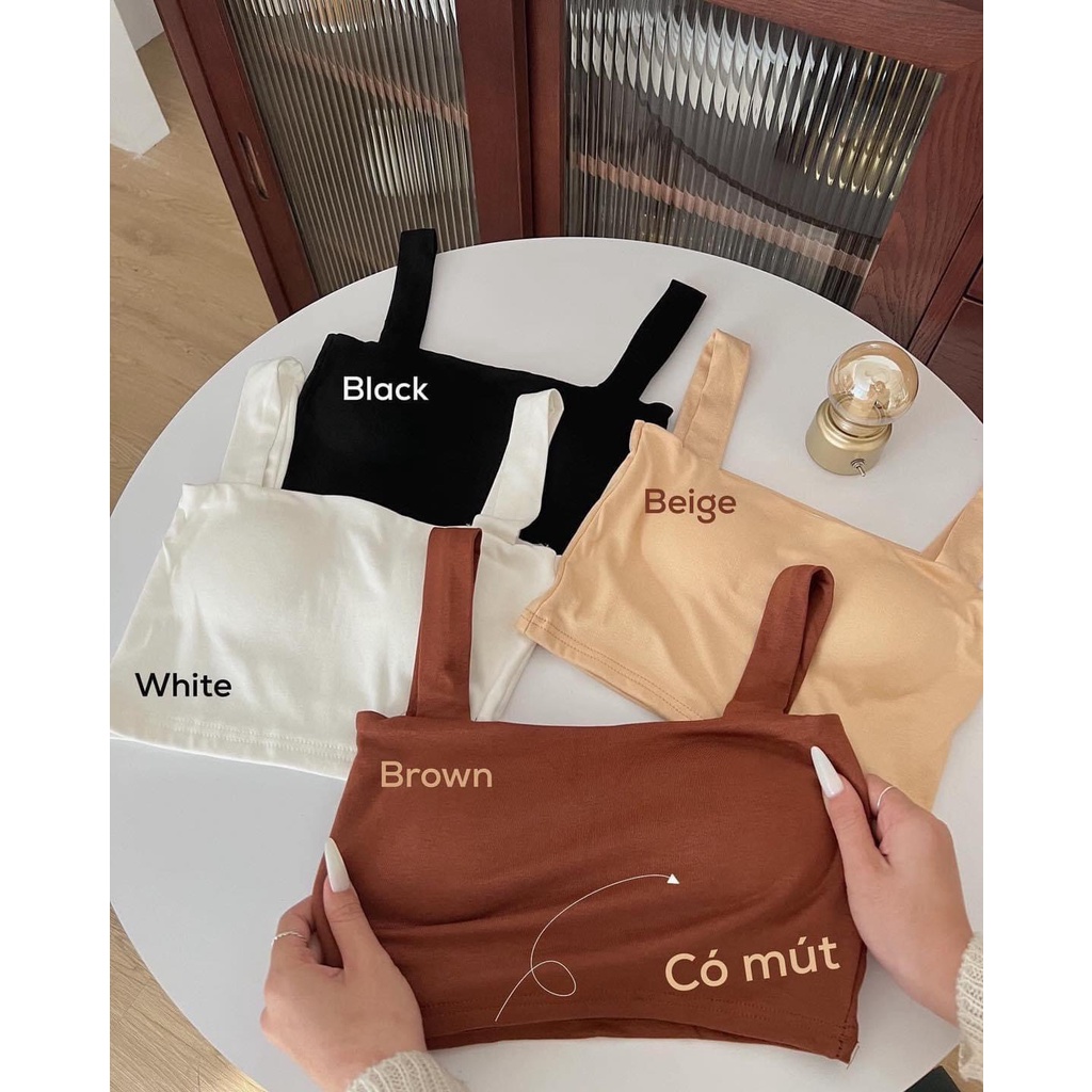 ÁO BRA 2 DÂY ĐỆM MÚT VINTAGE doubleh.clo - Áo ngực nữ bra 2 dây bản to croptop đệm lót ngực bảng màu vintage