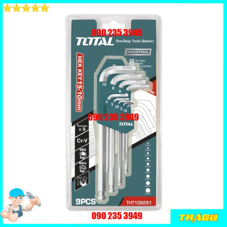 Bộ 9 chìa lục giác chữ L đầu tròn bi bông Total Ingco 1234