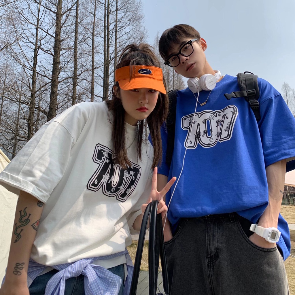 Áo Thun Dáng Rộng In Chữ Phong Cách Hàn Quốc Thời Trang Mùa Hè Cho Nam Và Nữ size M-5XL