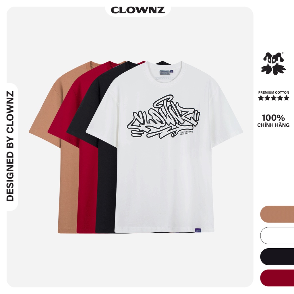 Áo thun tay lỡ local brand Clownz Graffiti Tag T-shirt chất cotton, form rộng unisex