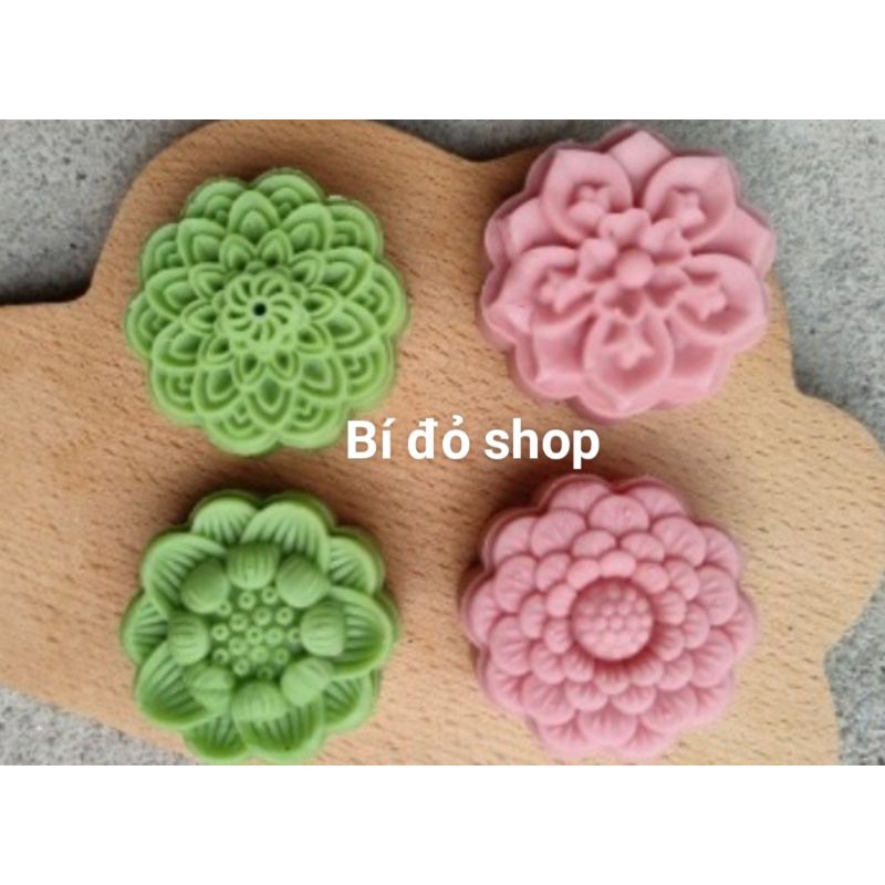 Bộ khuôn trung thu lò xo HOA THÁP SEN 75g 4 mặt 1 nhấn