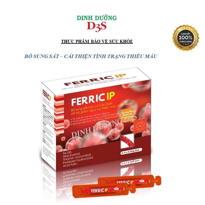 Thực Phẩm Bổ Sung Chất Sắt Cho Người Thiếu Máu Ferric IP 50mg ( Hộp 20 Ống)