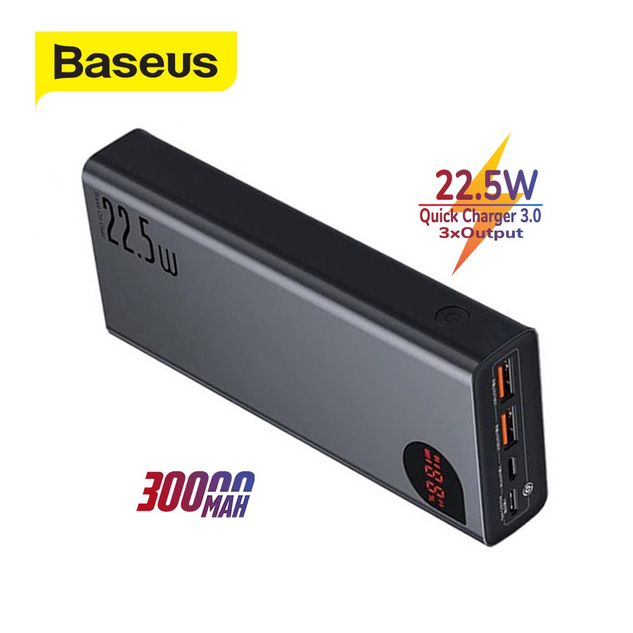 Sạc dự phòng 30000mAh Baseus Adaman Metal sạc nhanh 22.5w, 3 Output tiện lợi, màn hình LED hiện thị