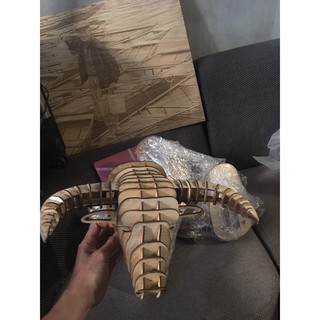 Đầu trâu 3d puzzle mô hình decor nhà cửa