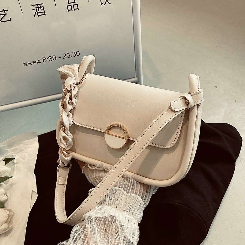 Túi Đeo Chéo Dây Da Phối Xích Tết Khăn Cực Xinh ( mã XTK125)