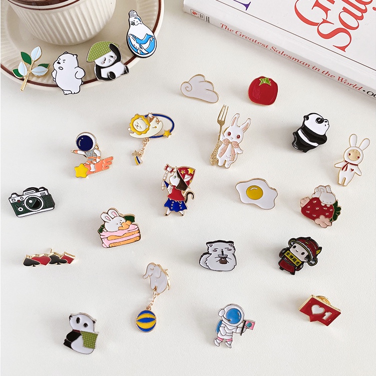 Ghim cài áo hình hoạt hình dễ thương phong cách Hàn Quốc