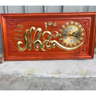 Tranh đồng hồ chữ NHẪN gỗ hương