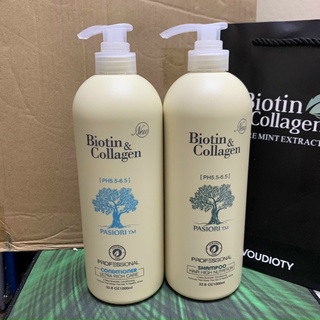 Bộ Dầu Gội Xả Biotin Collagen Yuiluim Trắng SIÊU MỀM MƯỢT PHỤC HỒI TÓC 1000ml