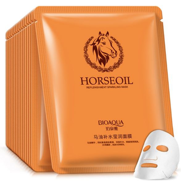 Mặt Nạ Giấy Dưỡng Ẩm Nhau Thai Ngựa Horse Oil Mask Bioaqua - Da Trắng Mịn Hồng Hào | WebRaoVat - webraovat.net.vn