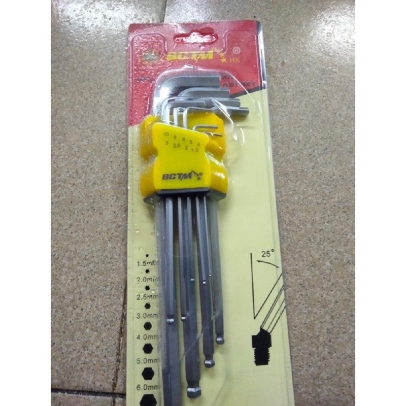 Chìa Lục Giác Bộ 9 Cây Đủ Kích Cỡ