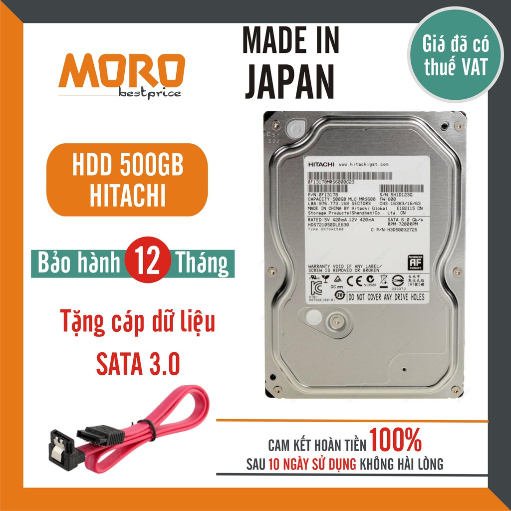 Ổ cứng PC HDD Hitachi 500GB Tặng cáp Sata 3 (Tháo máy đồng bộ - mới trên 90%) - Bảo hành 12 tháng | WebRaoVat - webraovat.net.vn