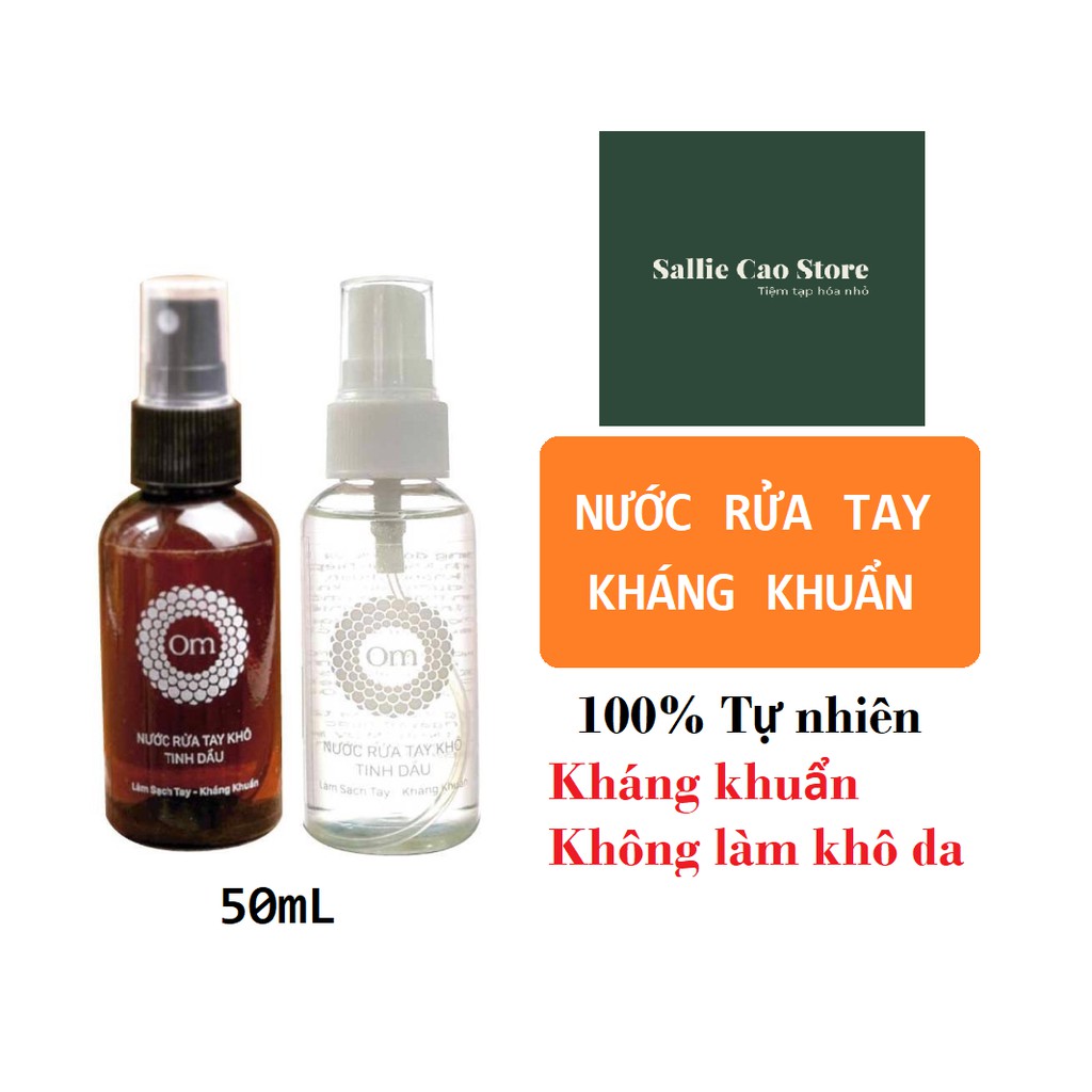 Nước rửa tay khô tinh dầu kháng khuẩn dạng phun sương - 50 mL, 100% tự nhiên