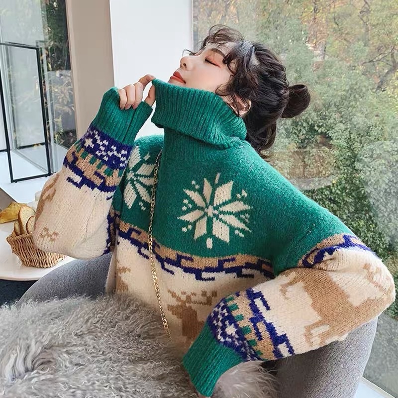 Áo len bông tuyết cổ lọ diện Noel siêu xinhh