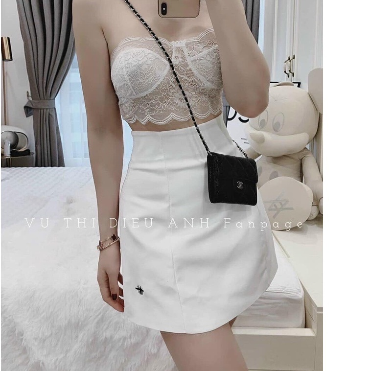 Chân váy chữ A thêu ong chất thô mềm