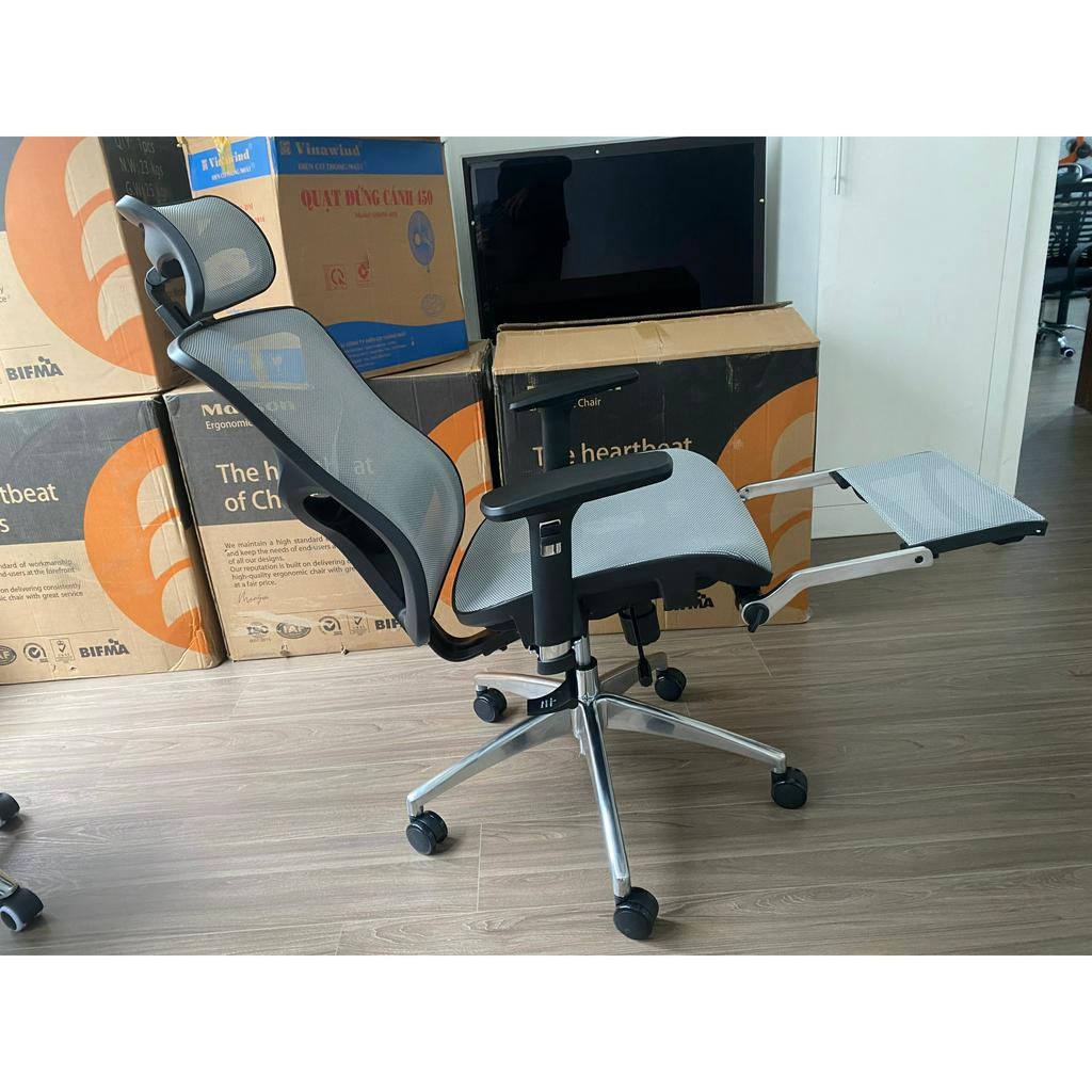 Ghế Công Thái Học Xiaomi Manson Vera - Lưới Wintex Hàn Quốc Đen/Xám, Lưới Vân Rồng Đen/Xám, Kèm Gác Chân