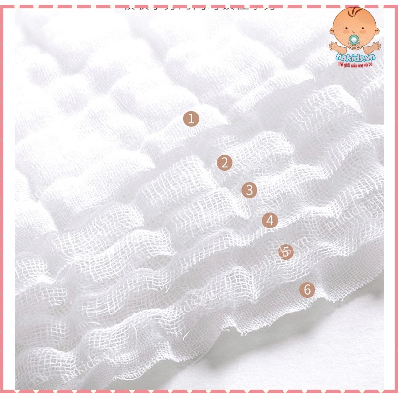 Khăn Tắm Xô Nhăn 6 Lớp 100% Cotton Sợi Tre Có Thể Dùng Làm Chăn Ủ Cho Bé Kích Thước 110x110cm - Hàng Nhập Khẩu