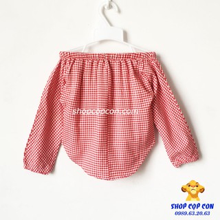 Áo bẹt vai caro đỏ (10-36kg)